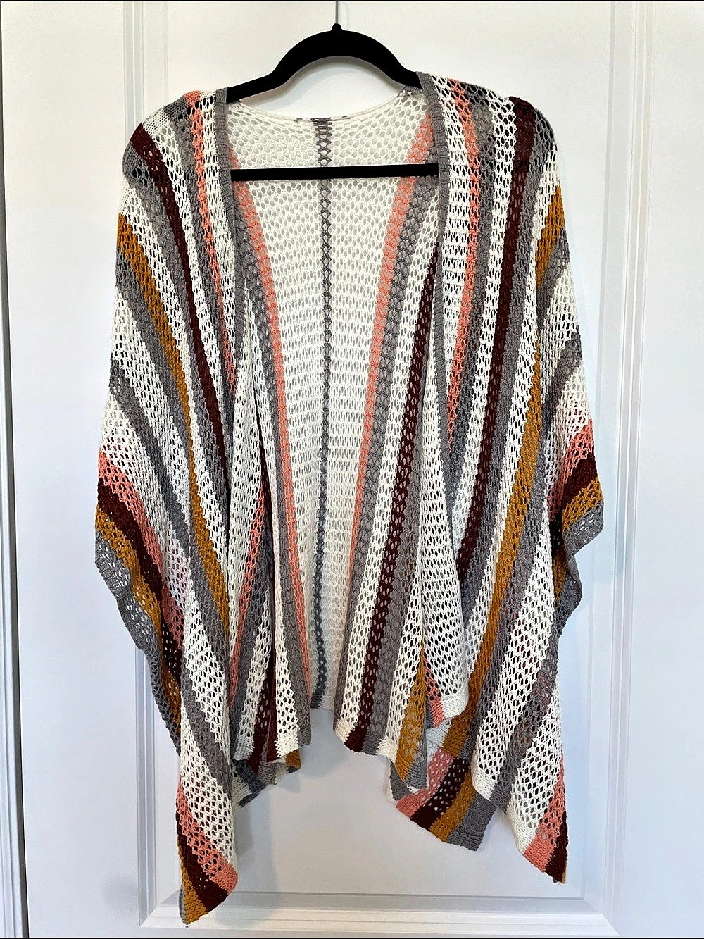 Striped Open Front Poncho in Multicolor Like New